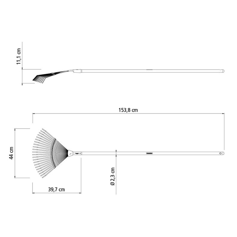 Barre Hojas Metalica 22 Dientes Mango Madera 120Cm-Naranjo-1