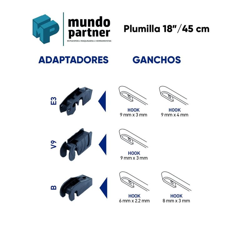 Plumilla Hella 18 Pulgadas 45,7 Cm Con Adaptador-1