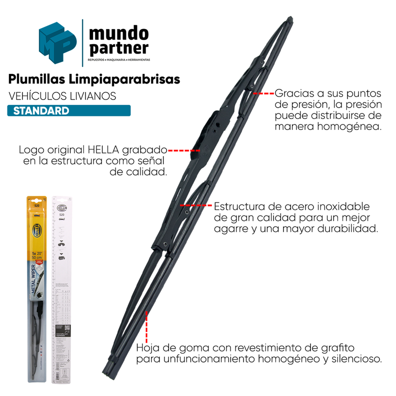 Plumilla Hella 18 Pulgadas 45,7 Cm Con Adaptador-2