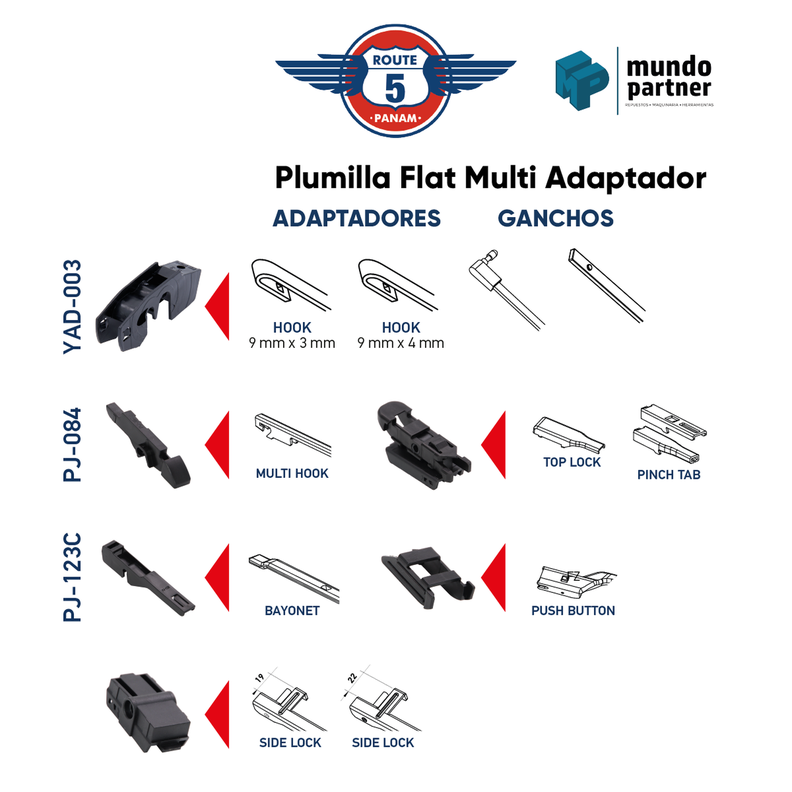 Plumilla Delantera 15 Pulgadas 38 Cm Multi Adaptadores -1