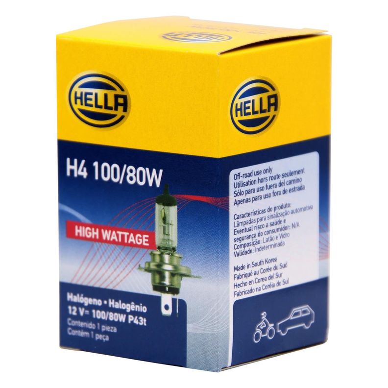 Ampolleta Halógena H4 12V 100/80W P43T T4.625 -0