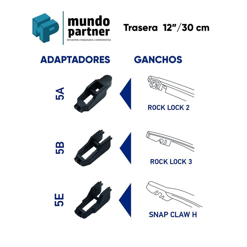 Plumilla Hella Trasera 12 Pulgadas 30 Cm Con Adaptadores-1