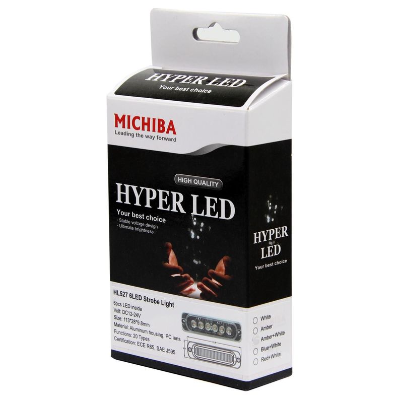 Destellante 6Led Flat Bivoltaje 20 Patrones Ambar 113X28X98Mm Sae E-Mark-3