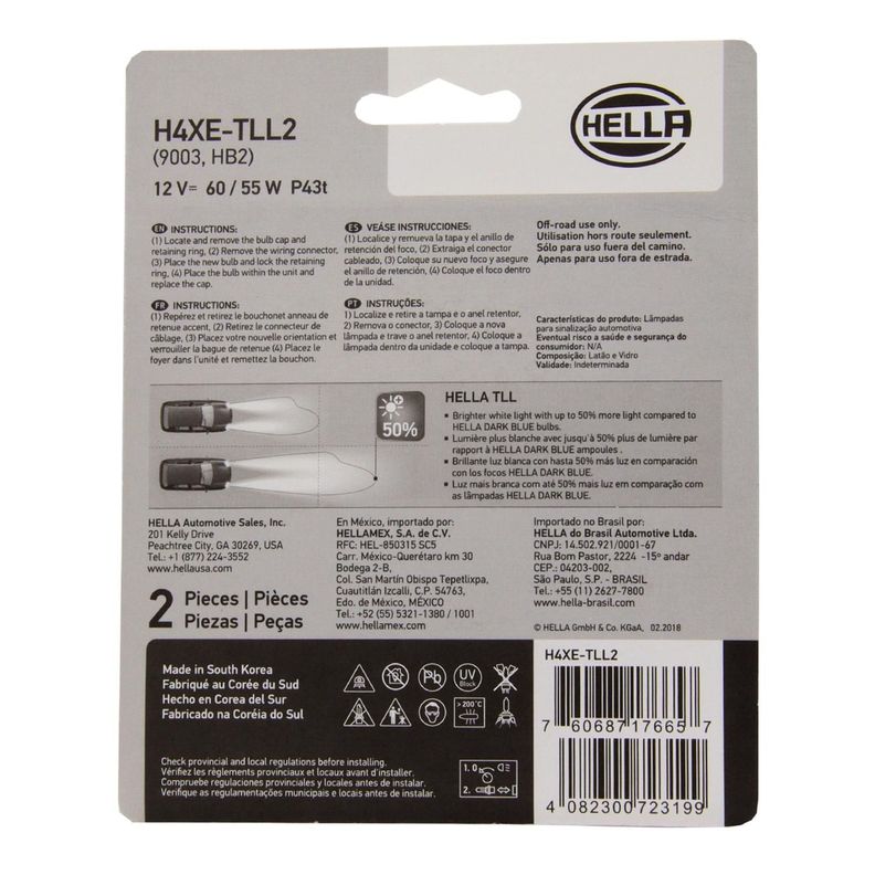 Ampolleta Halógena H4 12V 60/55W P43T T4.625 Azul (Par)-2