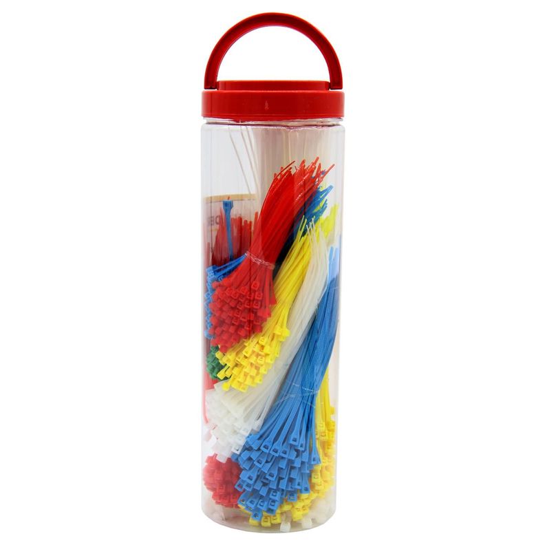 Pote Surtido Amarras Plasticas 1000 Unidades Blanca y Roja-1