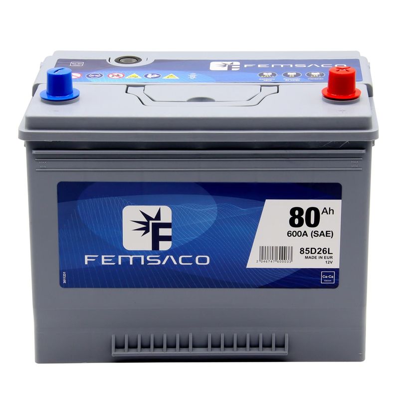 Bateria Femsaco 85D26L 80Ah Positivo Derecho Normal-0