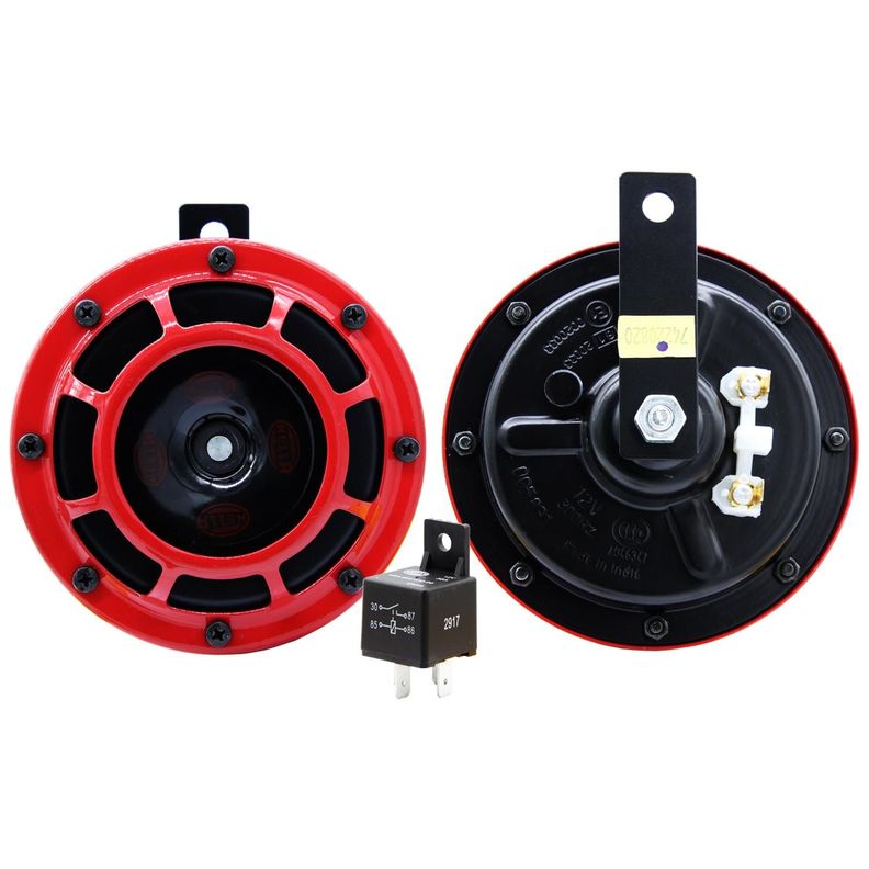 Bocina Original Hella Plato Roja Super Tono 12V 500Hz 118Db-0