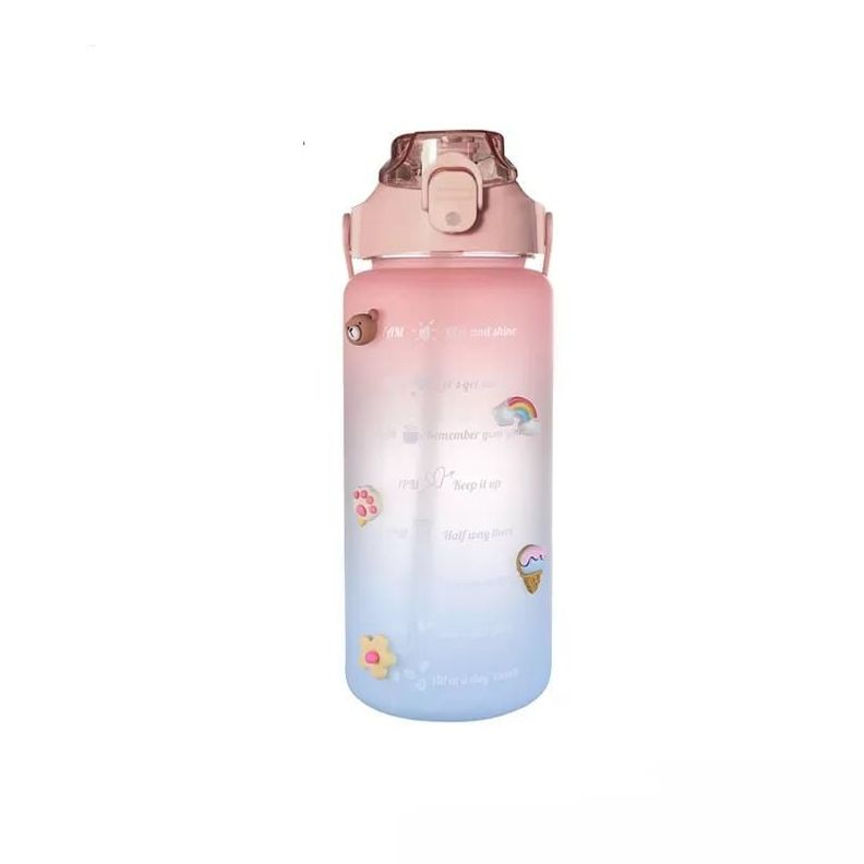 Pack 2 Botellas Agua Motivacional De 2 Litros y 900ml + Stikers Kawai-2