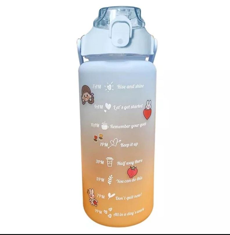 Pack 2 Botellas Agua Motivacional De 2 Litros y 900ml + Stikers Kawai-4
