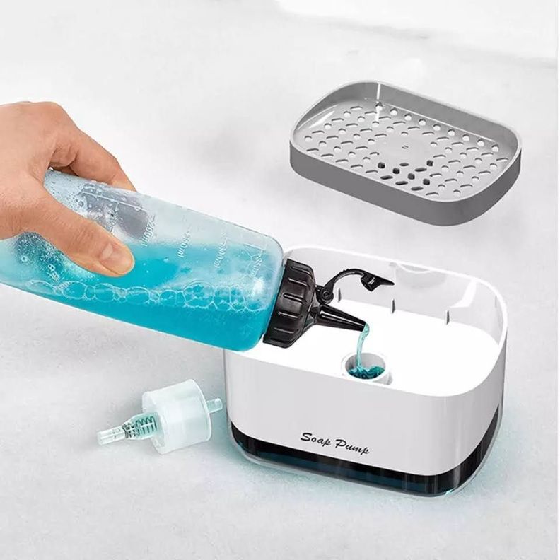 Dispensador De Jabón Líquido Lavaplatos Lavaloza Con Esponja-2