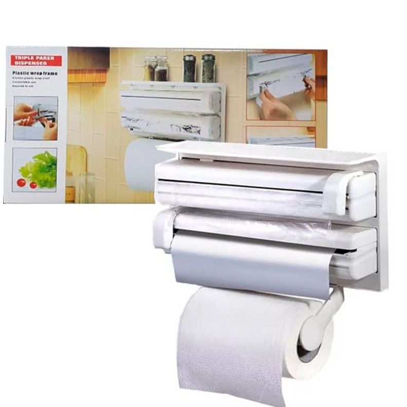 Porta Rollo Toalla Nova Triple Dispensador Cocina Alusa Film-1