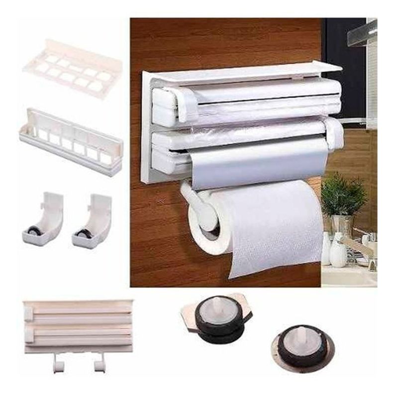 Porta Rollo Toalla Nova Triple Dispensador Cocina Alusa Film-2