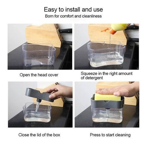 Dispensador De Lavalozas Manual Con Esponja Con Recipiente-2