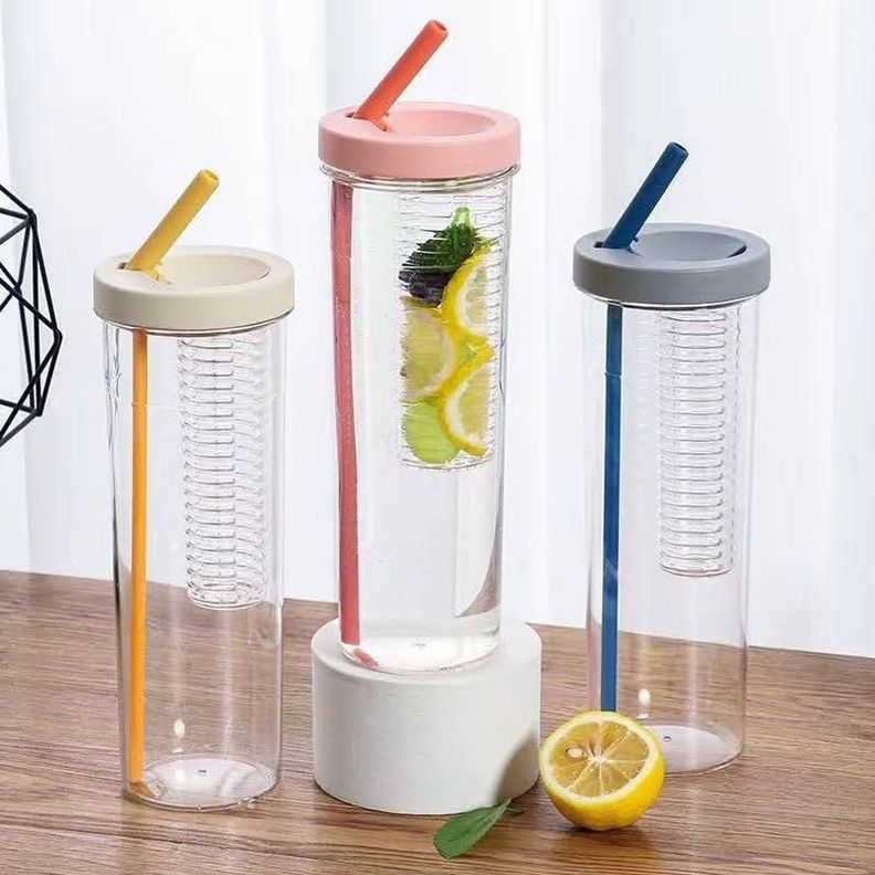 Botella Agua Con Difusor Vaso de 1Litro Con Bombilla Antiderrame-4