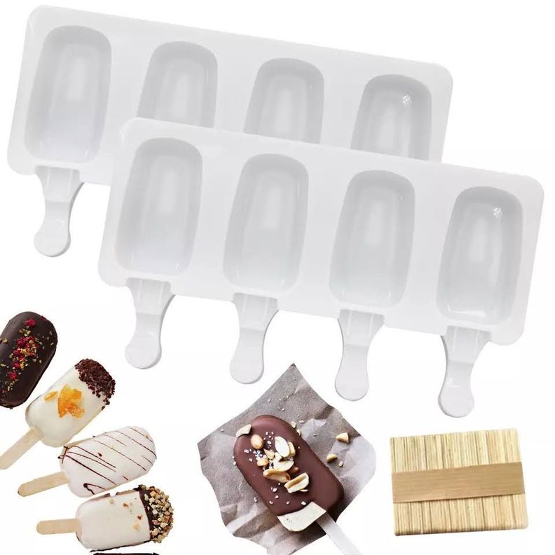 Pack x2 Moldes De Helado Silicona Reutilizable + Paletas-3
