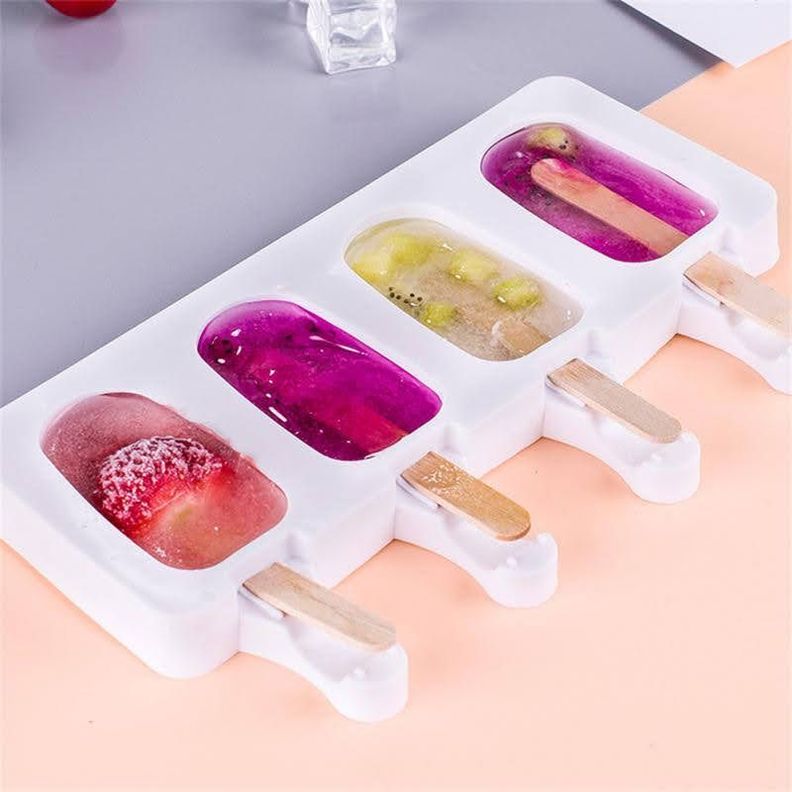 Pack x2 Moldes De Helado Silicona Reutilizable + Paletas-4