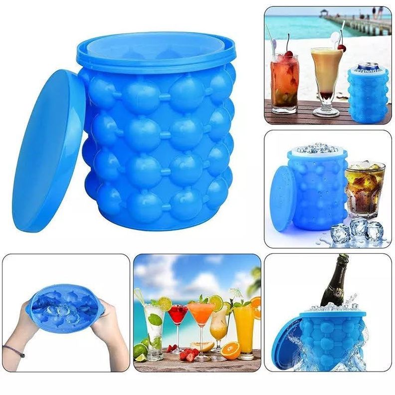 Hielera Cubetera  Molde para Hielo Facil de Silicona Portatil-4