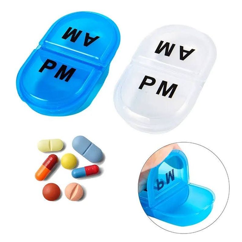 Pack x2 Mini Pastillero Organizador Medicina AM/PM Portatil -2