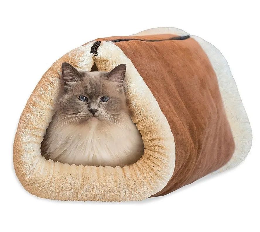 Cama Túnel Para Gato Mascotas Lavable 2 en 1 Térmica-0