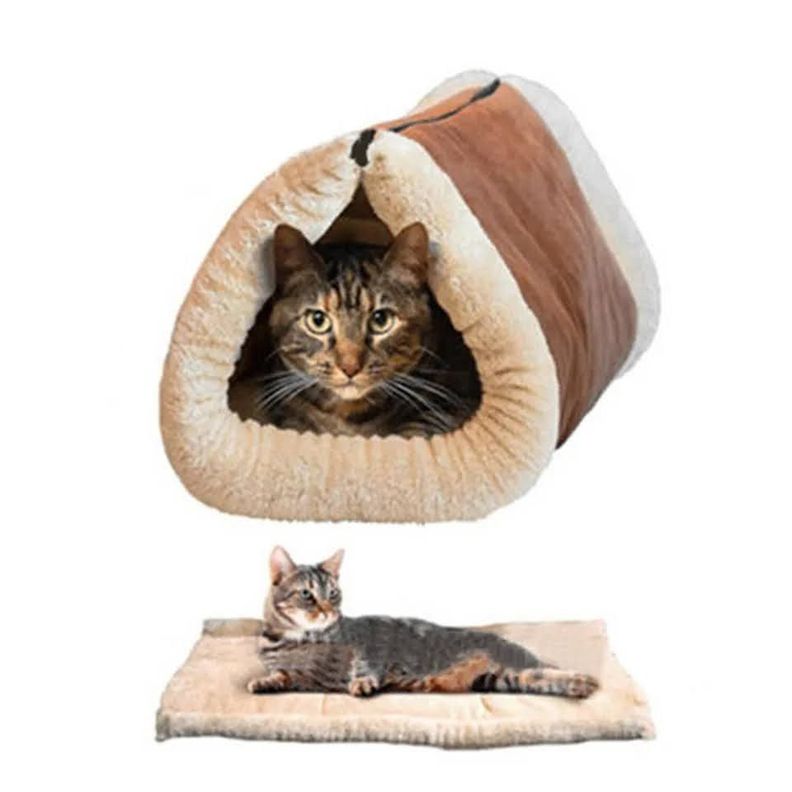 Cama Túnel Para Gato Mascotas Lavable 2 en 1 Térmica-5