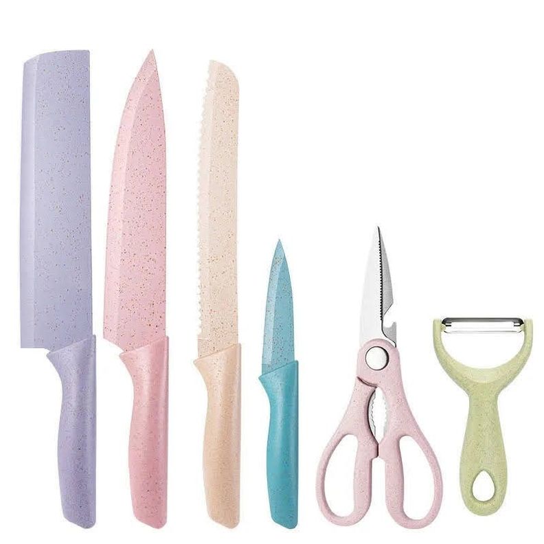 Set de 6 Cuchillos Ceramica Cocina Utensilios Color Pastel-0