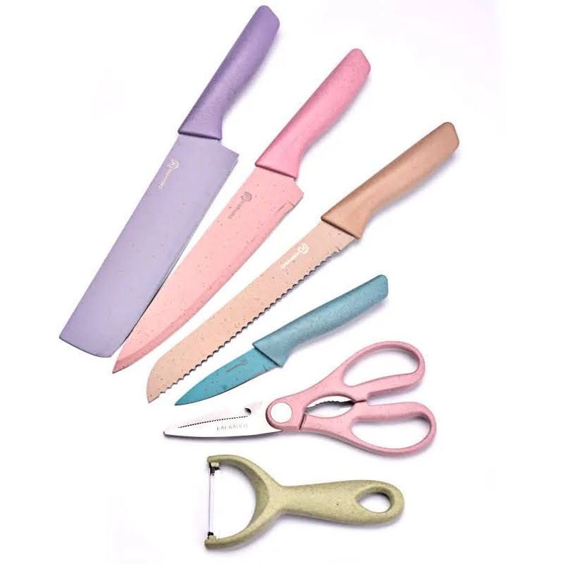 Set de 6 Cuchillos Ceramica Cocina Utensilios Color Pastel-1