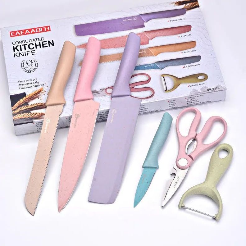 Set de 6 Cuchillos Ceramica Cocina Utensilios Color Pastel-4