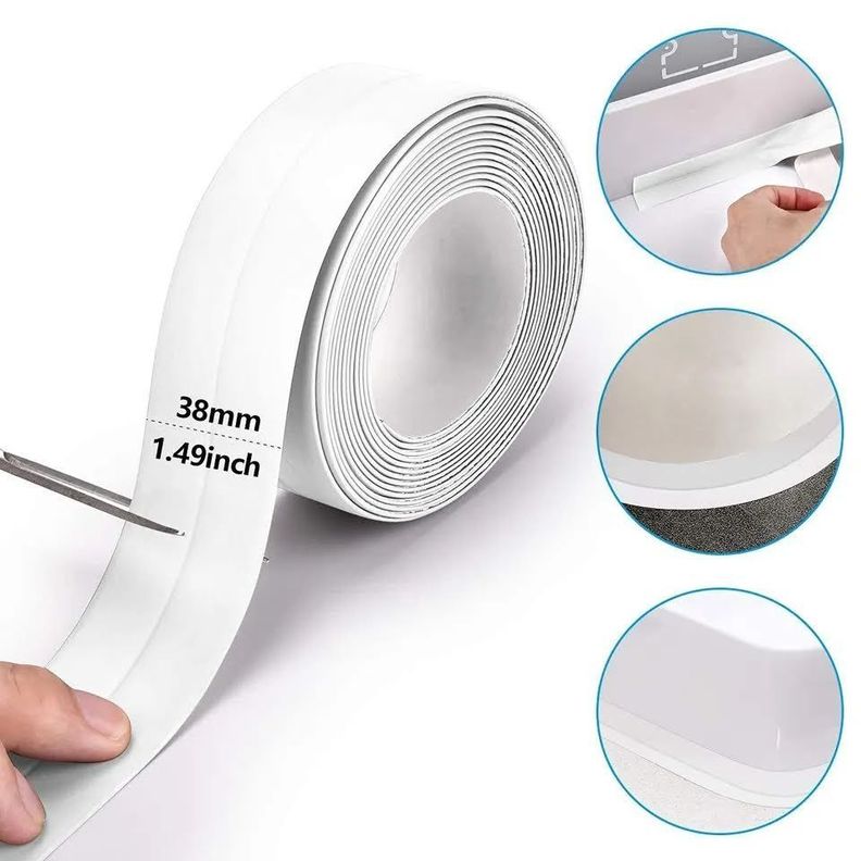 Tira Sellado Baño Impermeable Ducha Adhesiva 3,28cm x 5m-5