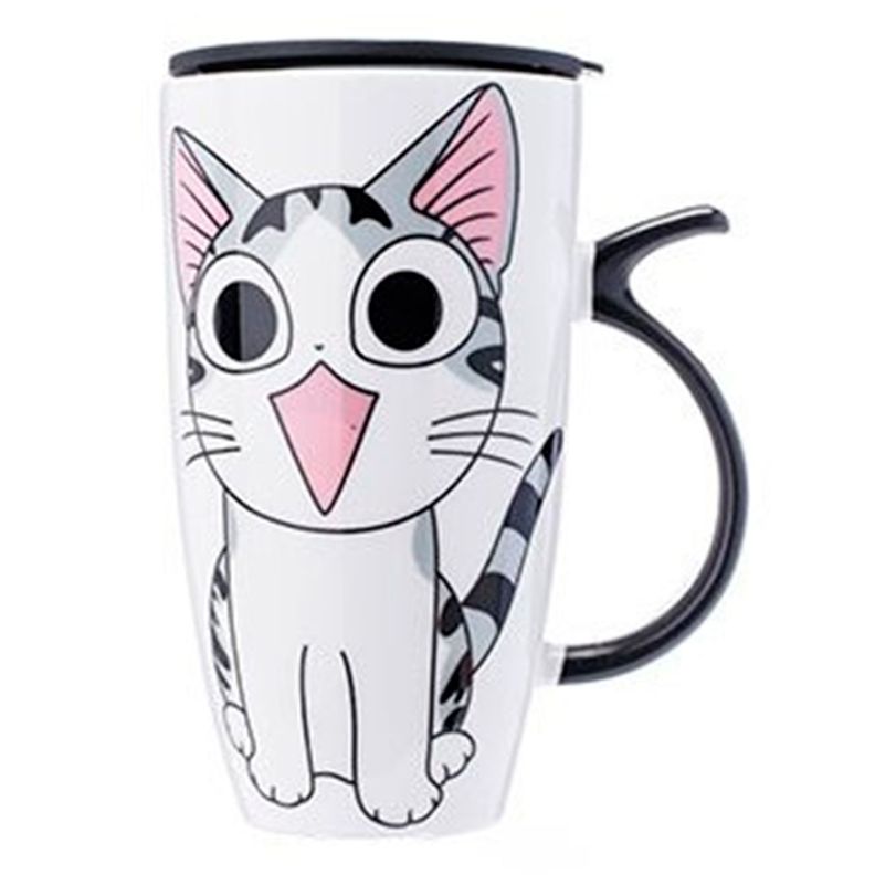 Tazon Con Tapa 600ml Gatito Mug Ceramica Taza Gato-1