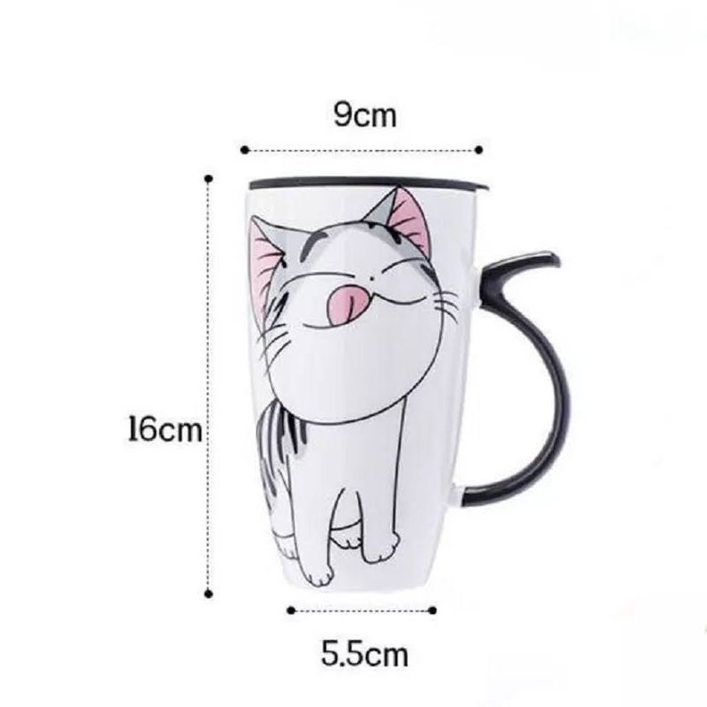 Tazon Con Tapa 600ml Gatito Mug Ceramica Taza Gato-2