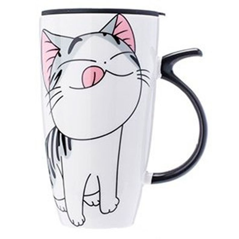 Tazon Con Tapa 600ml Gatito Mug Ceramica Taza Gato-3