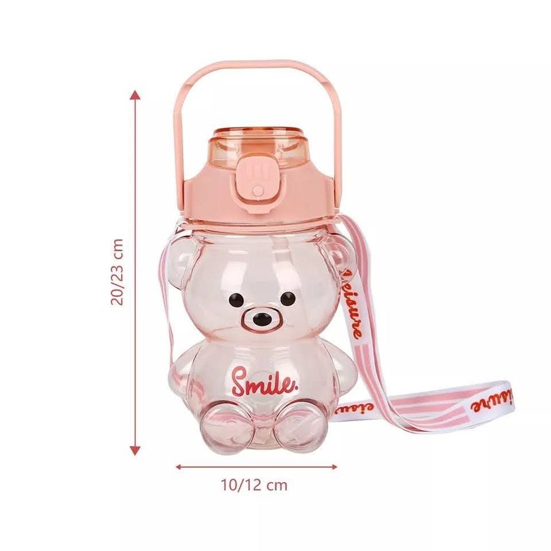 Botella Antiderrame  Agua 1 Litro Oso Kawaii + Stickers 3D-1