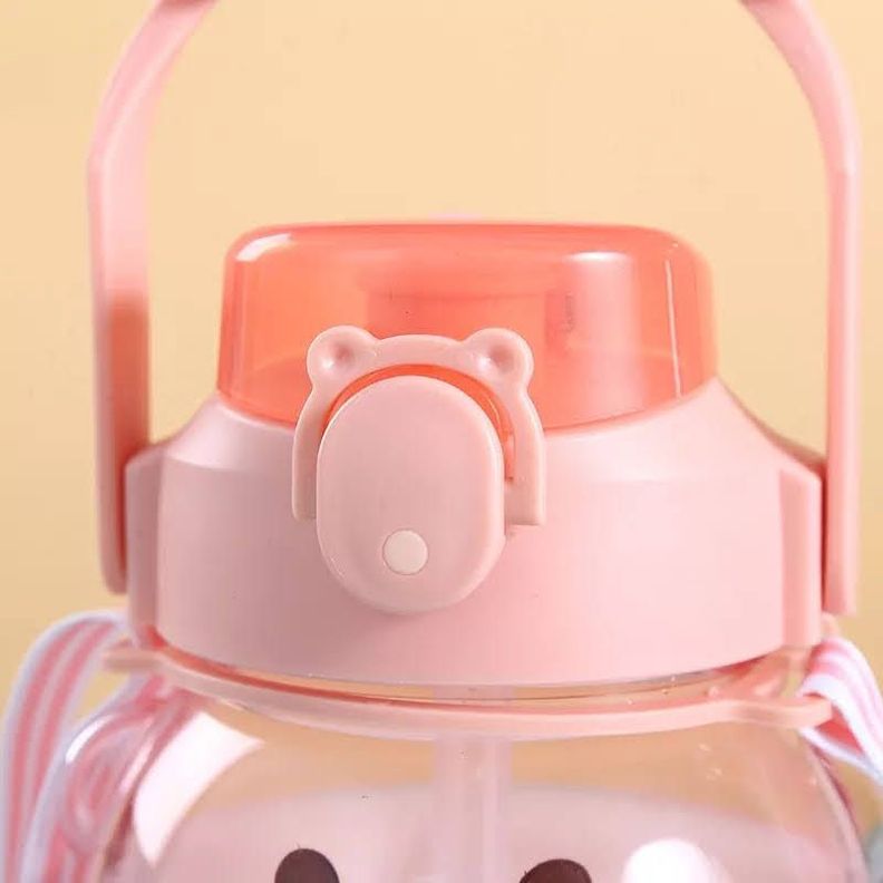 Botella Antiderrame  Agua 1 Litro Oso Kawaii + Stickers 3D-2