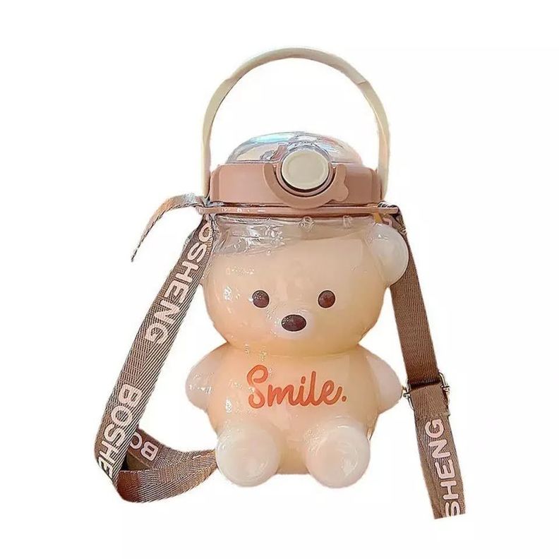 Botella Antiderrame  Agua 1 Litro Oso Kawaii + Stickers 3D-3