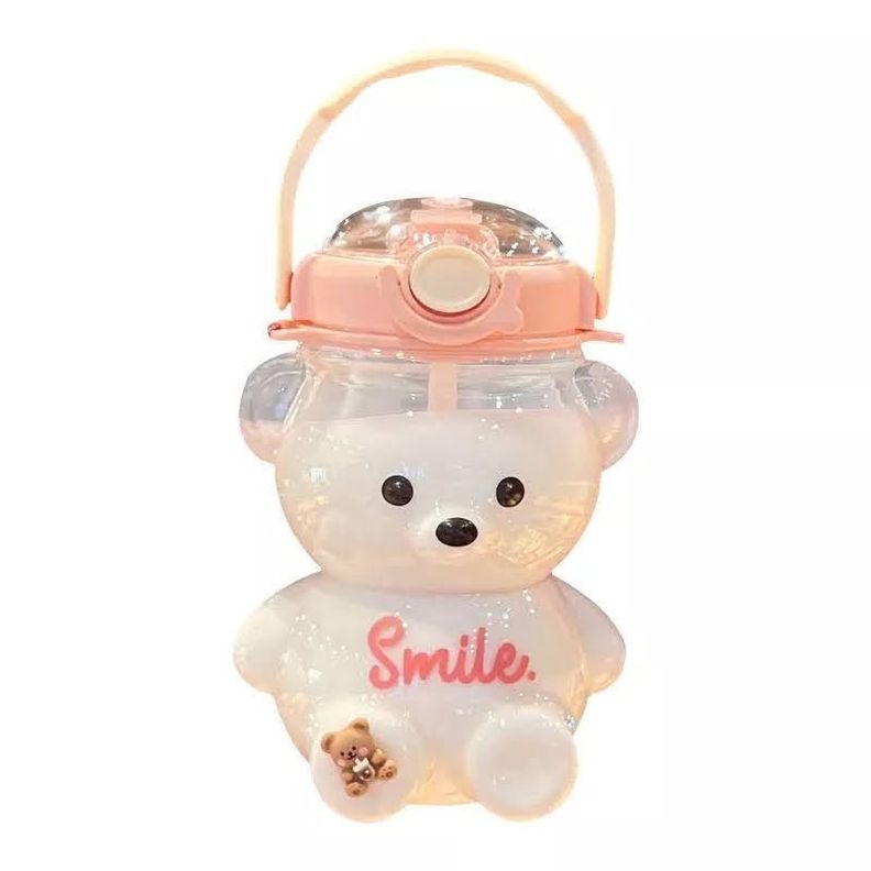 Botella Antiderrame  Agua 1 Litro Oso Kawaii + Stickers 3D-5