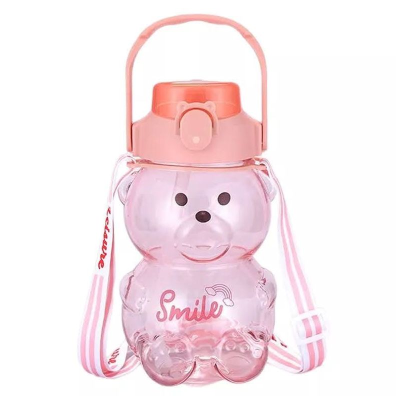 Botella Antiderrame  Agua 1 Litro Oso Kawaii + Stickers 3D-6