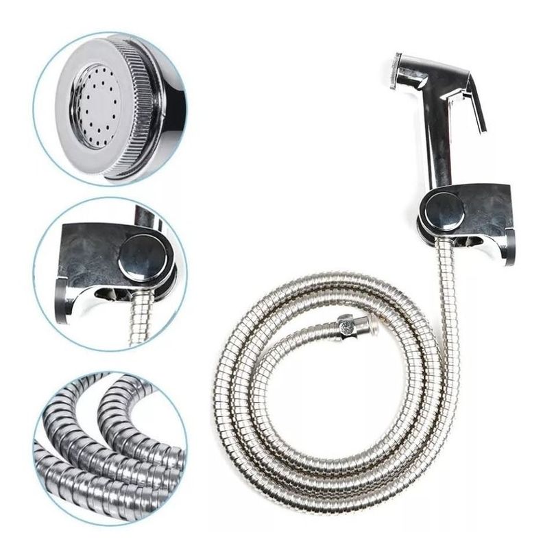 Ducha Bidet Arabe Soporte + Manguera Flexible Wc Baño-1