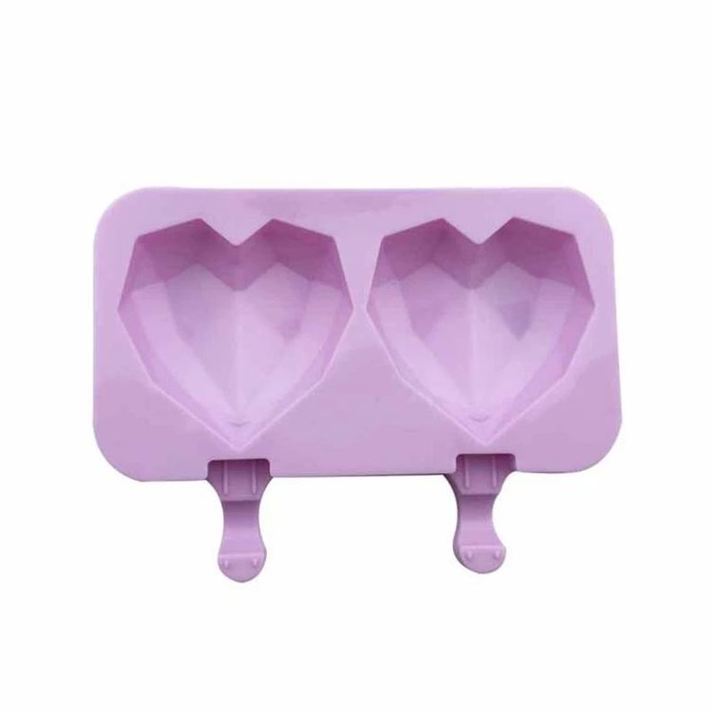 Pack x2 Molde Silicona 2 Helados Diseño Corazon + Paletas-0