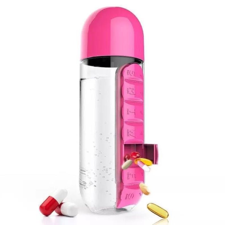 Botella De Agua 600ml + Pastillero Organizador De Pastillas-2