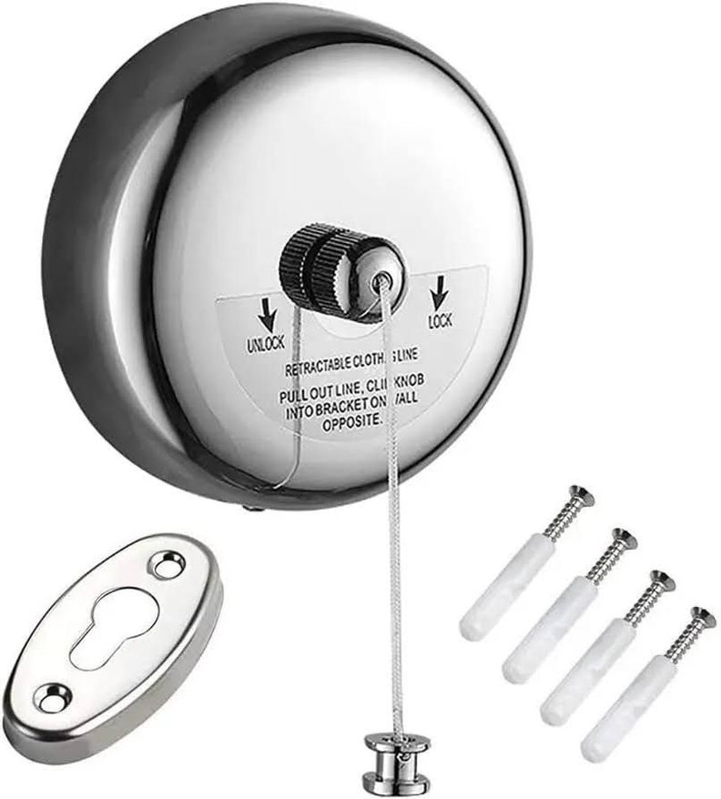 Tendedero Retractil Ropa Colgador Logia Acero Inox Pared 2,8m-2