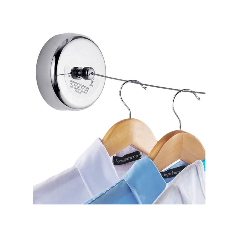 Tendedero Retractil Ropa Colgador Logia Acero Inox Pared 2,8m-5