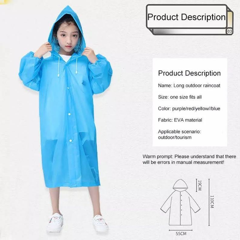 Capa Poncho Impermeable Lluvia Viento Estandar Niños Gorro-3