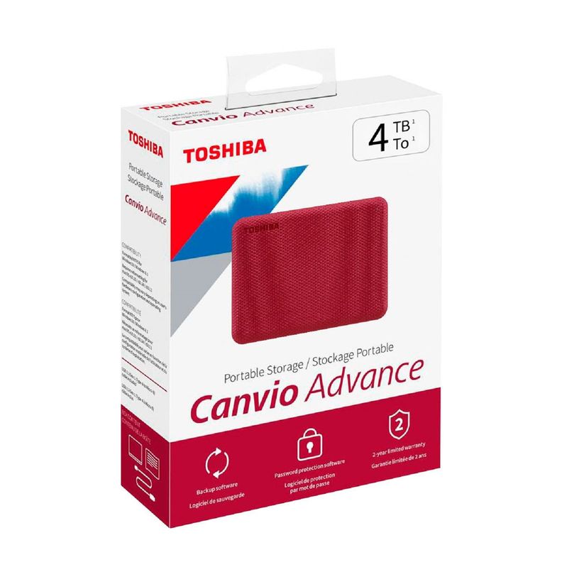 Disco Duro Externo Toshiba 4tb Canvio Advance Rojo-3