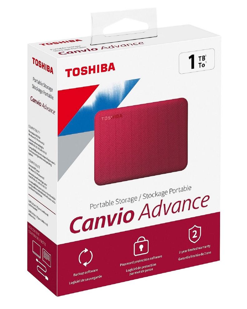 Disco Duro Externo Toshiba 1tb Canvio Advance Rojo-3