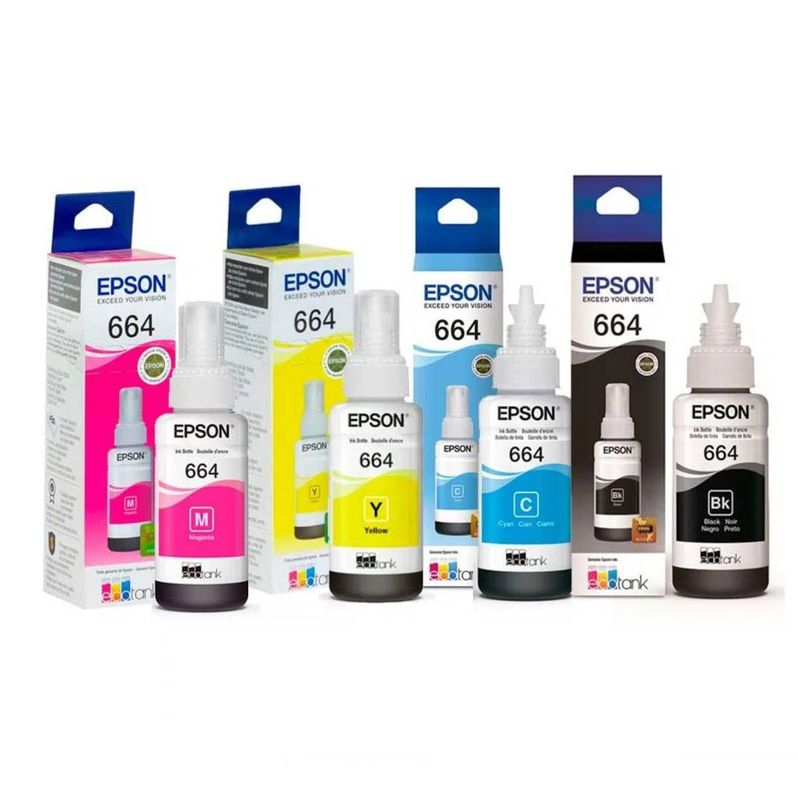 Pack 4 Tintas Epson Original T664 L120/l380/l395/l475/l575/l-0