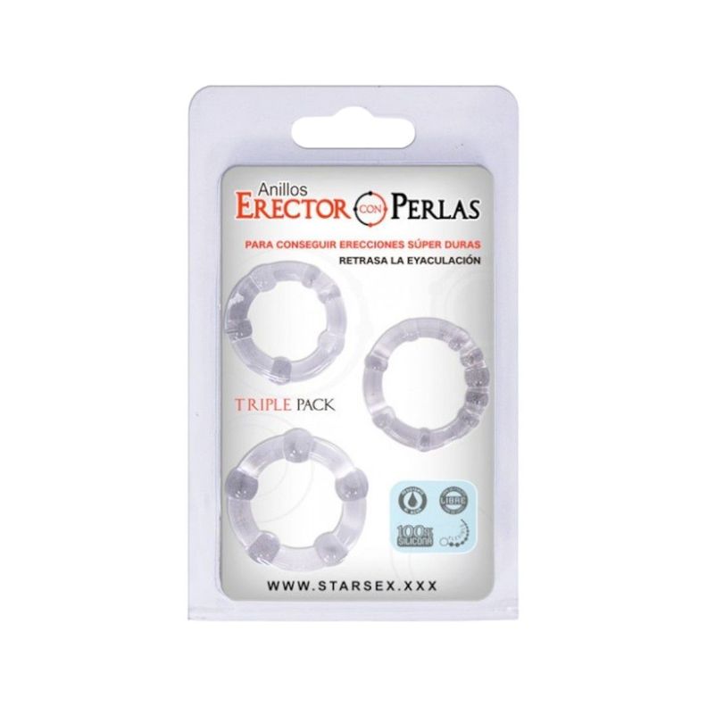 Set de 3 Anillos Erectores Con Perlas-0