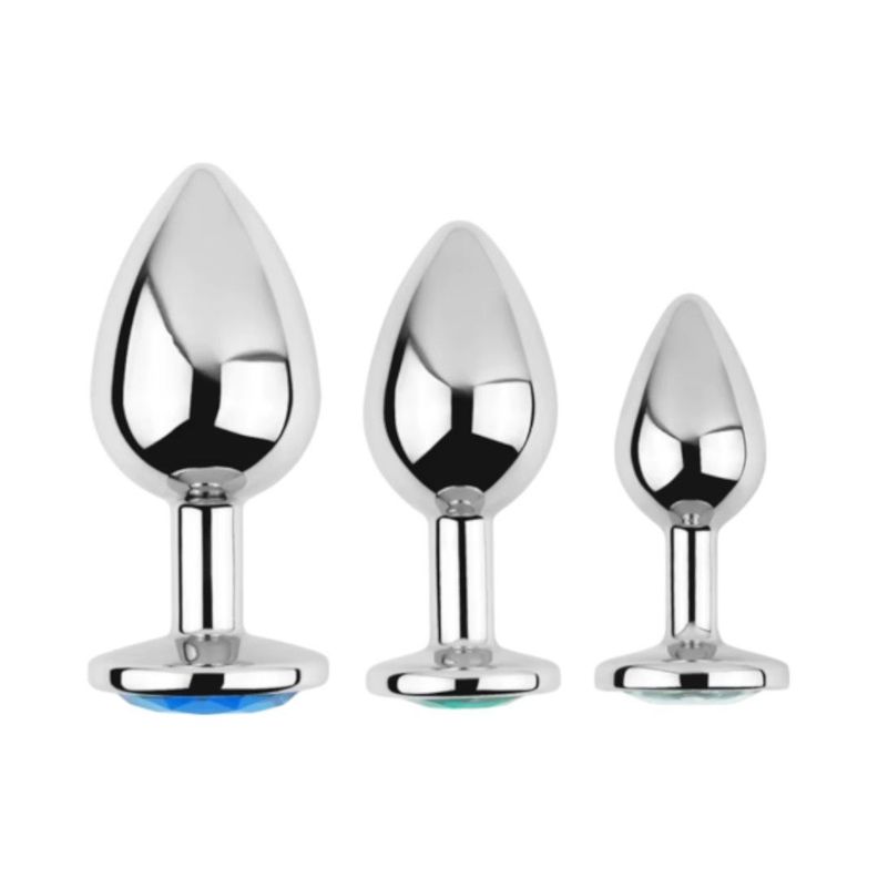 Set de 3 Plug Anal Acero Inoxidable S, M y L Color al Azar-0