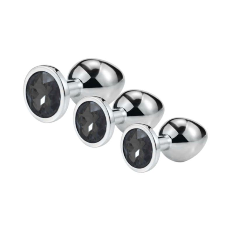 Set de 3 Plug Anal Acero Inoxidable S, M y L Color al Azar-1