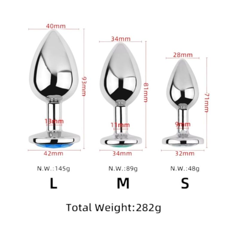 Set de 3 Plug Anal Acero Inoxidable S, M y L Color al Azar-3