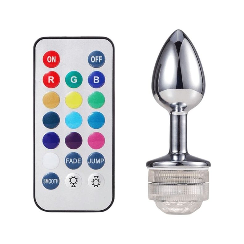 Plug Anal Luz Led con Control - Acero Inoxidable - Talla M-0